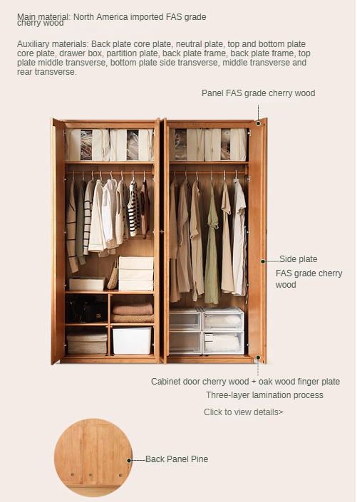 Сherry Solid Wood Exquisite Wardrobe.