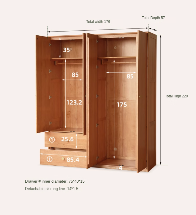 Сherry Solid Wood Exquisite Wardrobe.