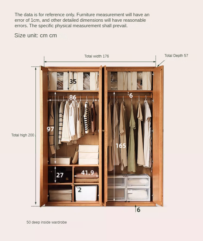Сherry Solid Wood Exquisite Wardrobe.