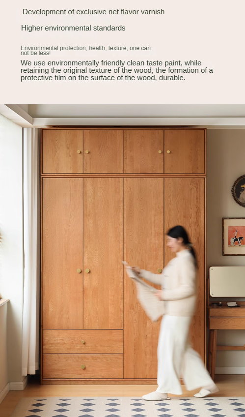 Сherry Solid Wood Exquisite Wardrobe.
