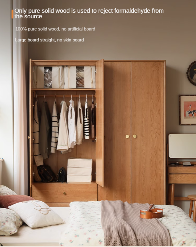 Сherry Solid Wood Exquisite Wardrobe.