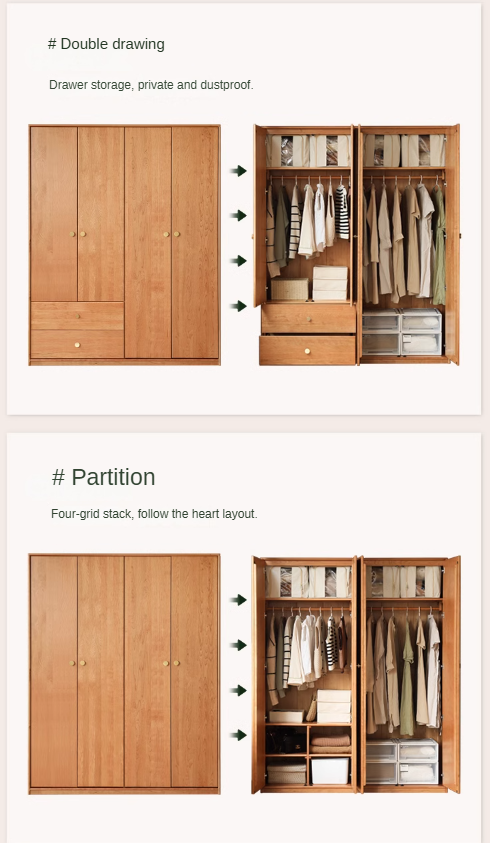Сherry Solid Wood Exquisite Wardrobe.