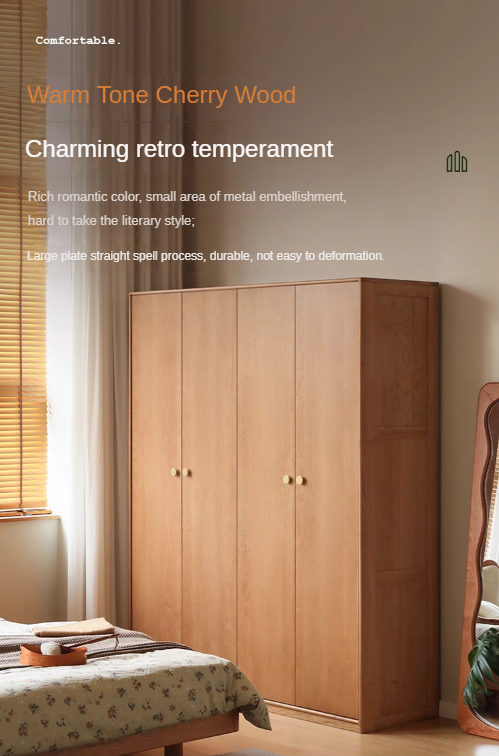 Сherry Solid Wood Exquisite Wardrobe.