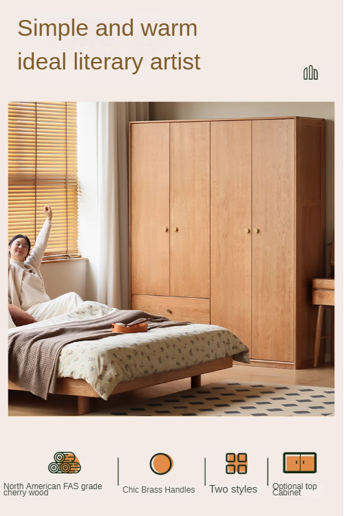 Сherry Solid Wood Exquisite Wardrobe.