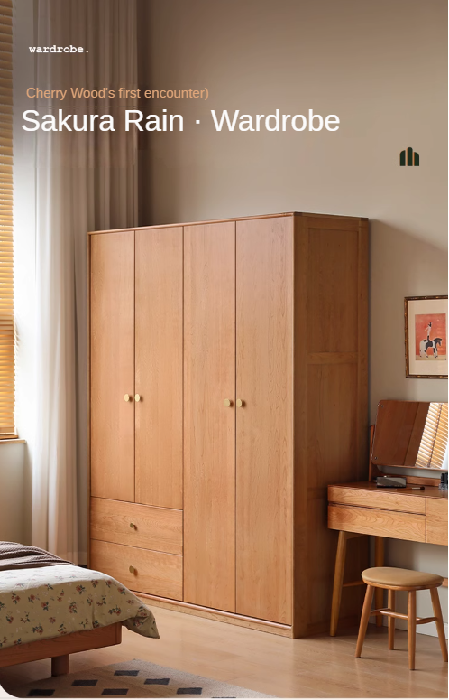 Сherry Solid Wood Exquisite Wardrobe.