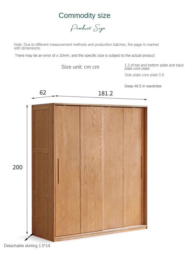 Oak, Ash Solid Wood Wardrobe Sliding Door.