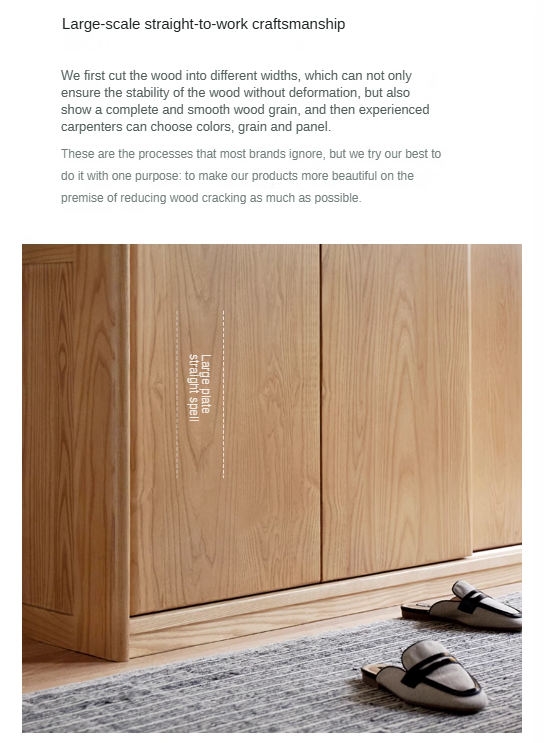 Oak, Ash Solid Wood Wardrobe Sliding Door.