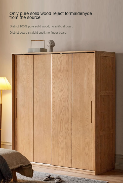 Oak, Ash Solid Wood Wardrobe Sliding Door.