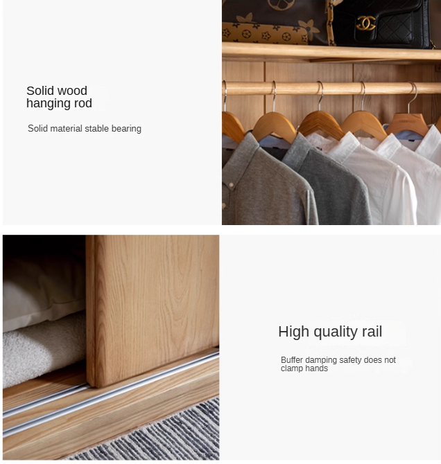 Oak, Ash Solid Wood Wardrobe Sliding Door.
