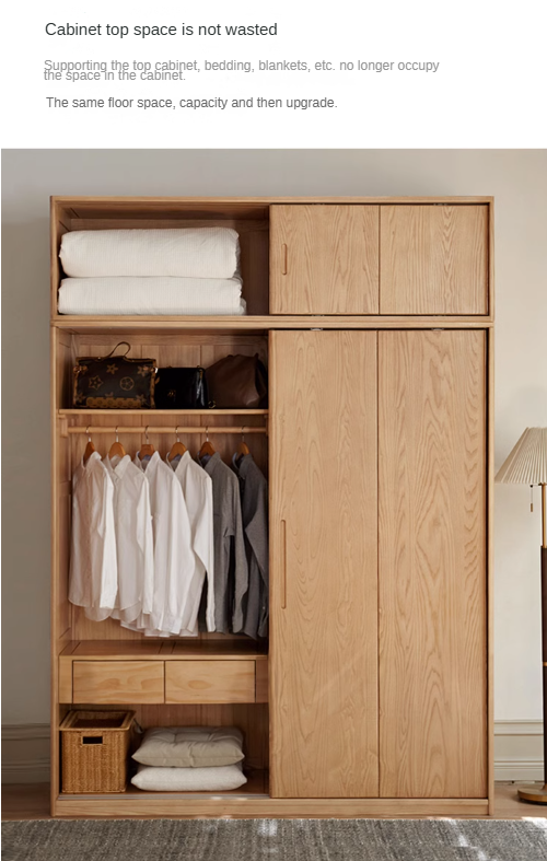 Oak, Ash Solid Wood Wardrobe Sliding Door.