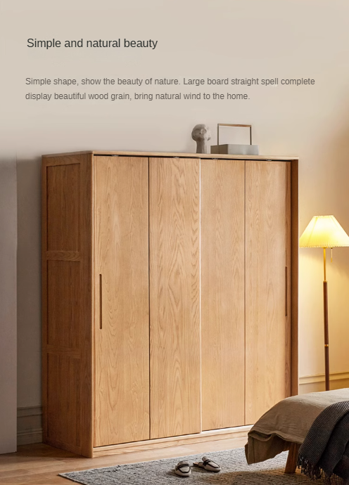 Oak, Ash Solid Wood Wardrobe Sliding Door.
