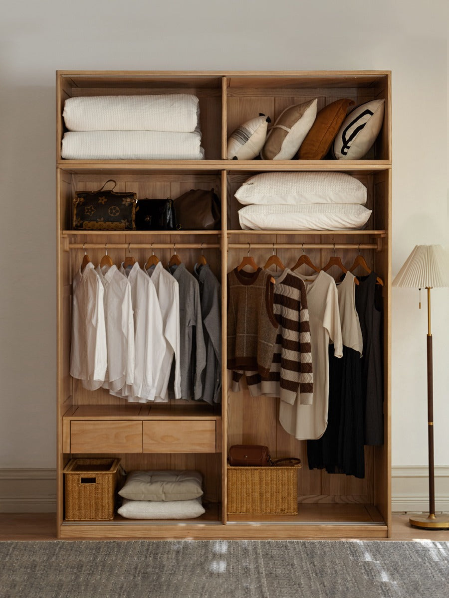 Oak, Ash Solid Wood Wardrobe Sliding Door.