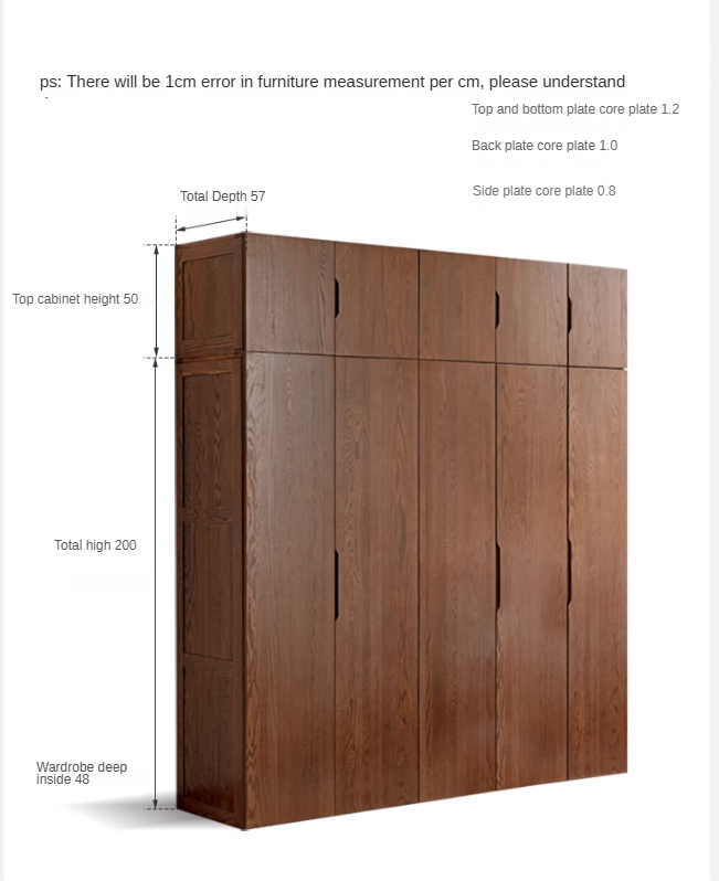Oak Solid Wood Modern Wardrobe.