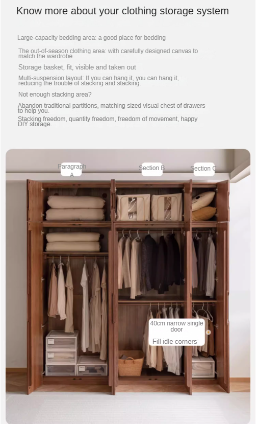 Oak Solid Wood Modern Wardrobe.