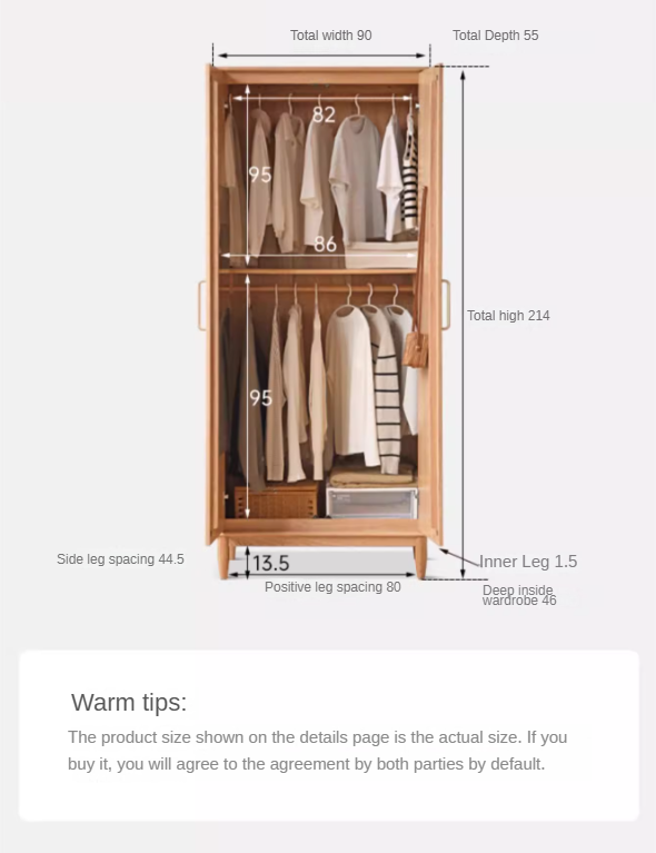 Oak Solid Wood Rattan Wardrobe.