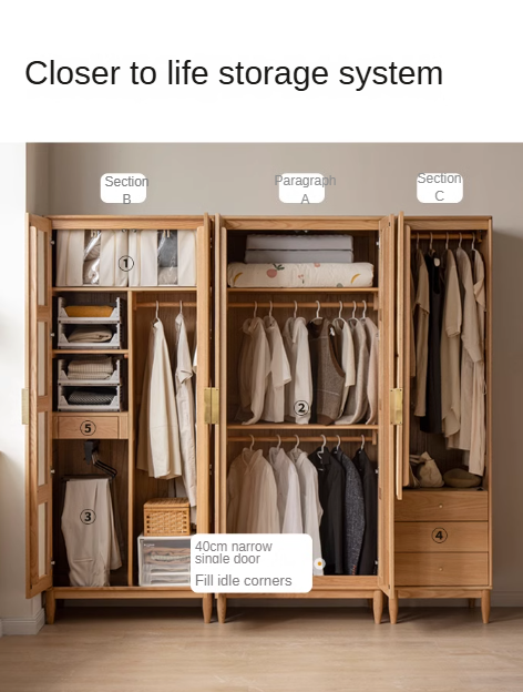 Oak Solid Wood Rattan Wardrobe.