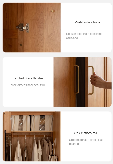 Cherry, Oak Solid Wood Fascinating Wardrobe.