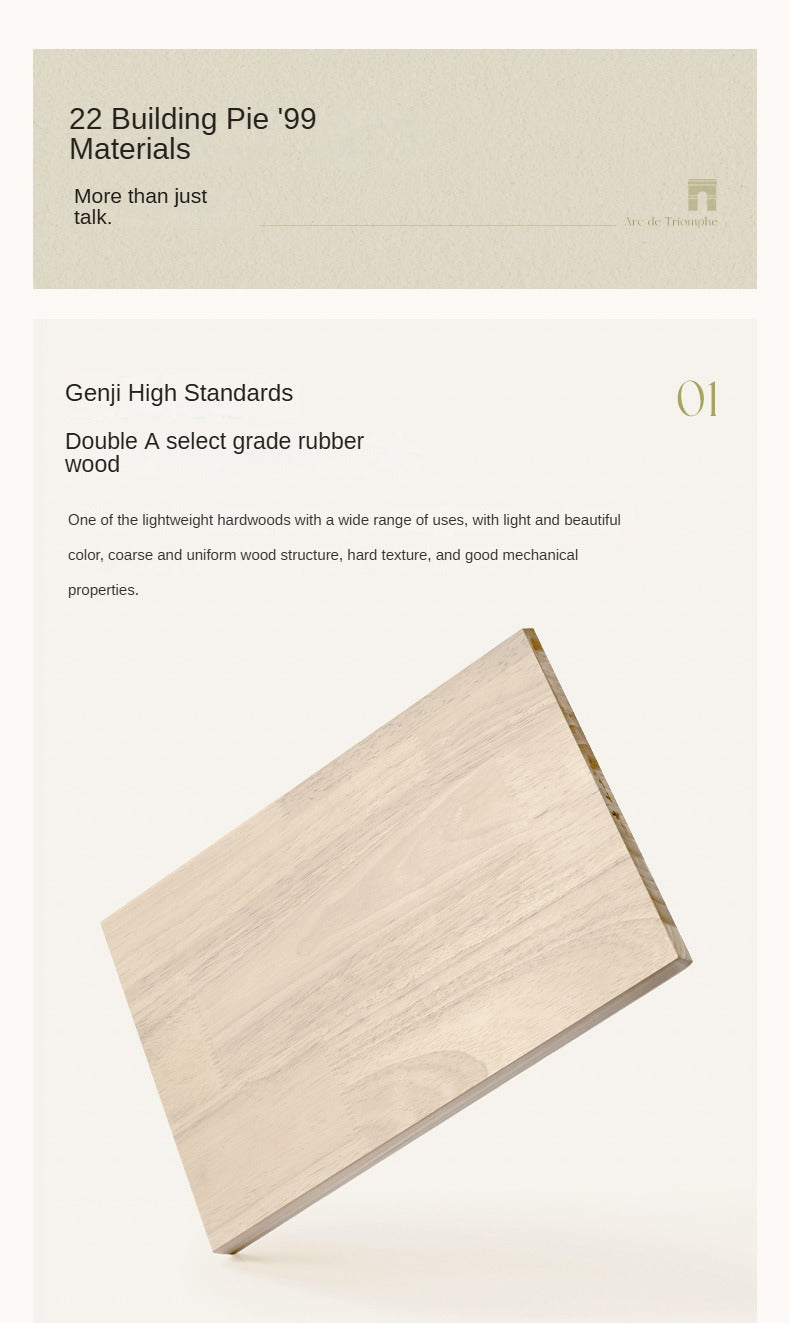 Solid Rubberwood Cream Style Rock Plate Dining Table.