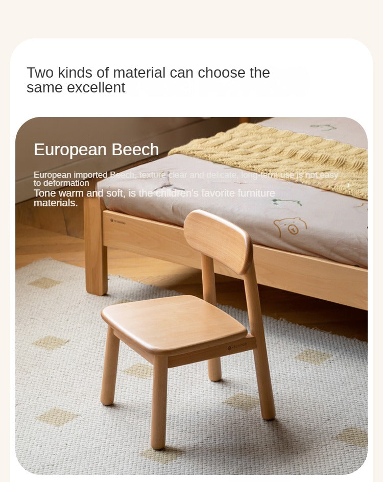 Oak, Beech Solid Wood Kids Small Chair.