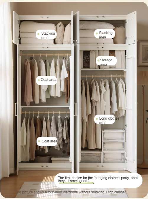 Pine Solid Wood Wardrobe French Cream Style.