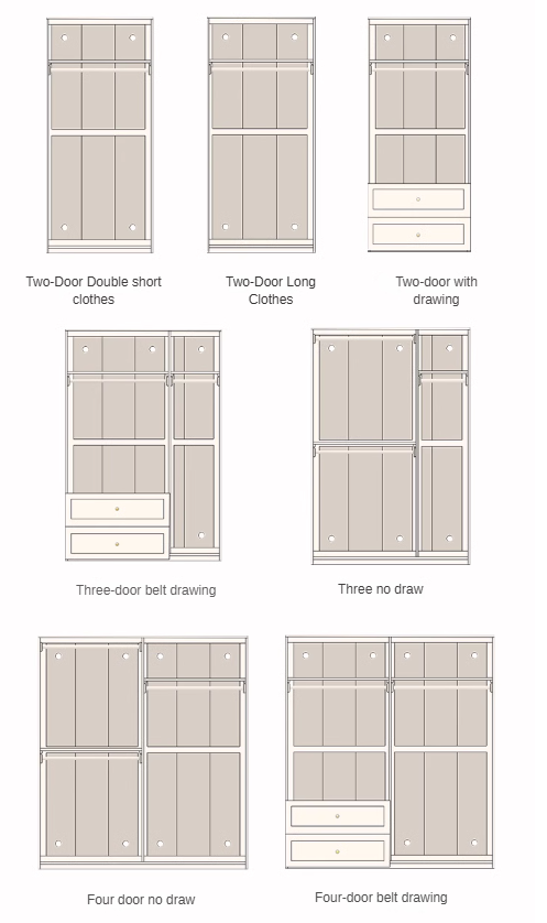 Pine Solid Wood Wardrobe French Cream Style.