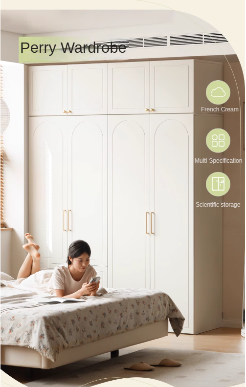 Pine Solid Wood Wardrobe French Cream Style.