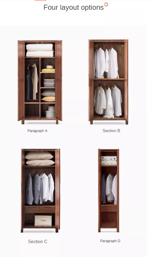 Oak Solid Wood Walnut Color Wardrobe.
