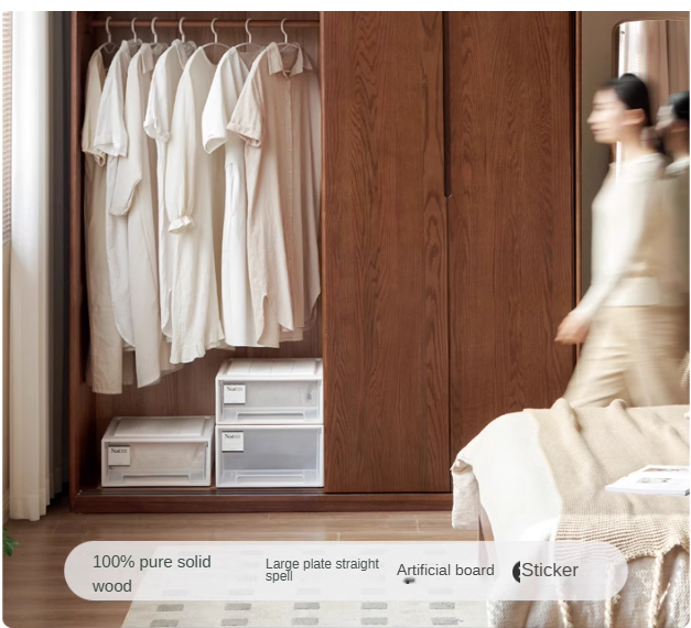 Oak Solid Wood Sliding Door Wardrobe.