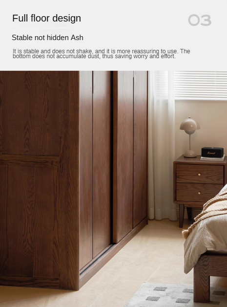 Oak Solid Wood Sliding Door Wardrobe.