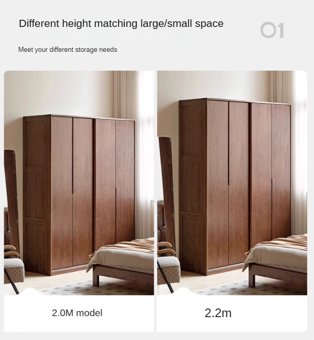 Oak Solid Wood Sliding Door Wardrobe.