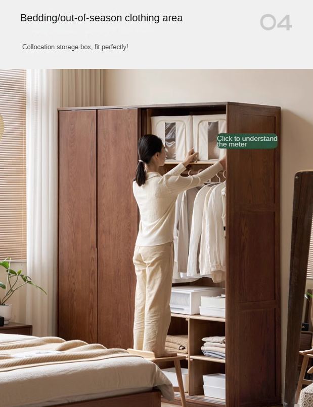 Oak Solid Wood Sliding Door Wardrobe.