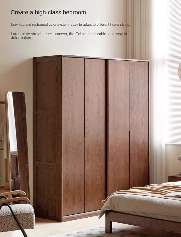 Oak Solid Wood Sliding Door Wardrobe.