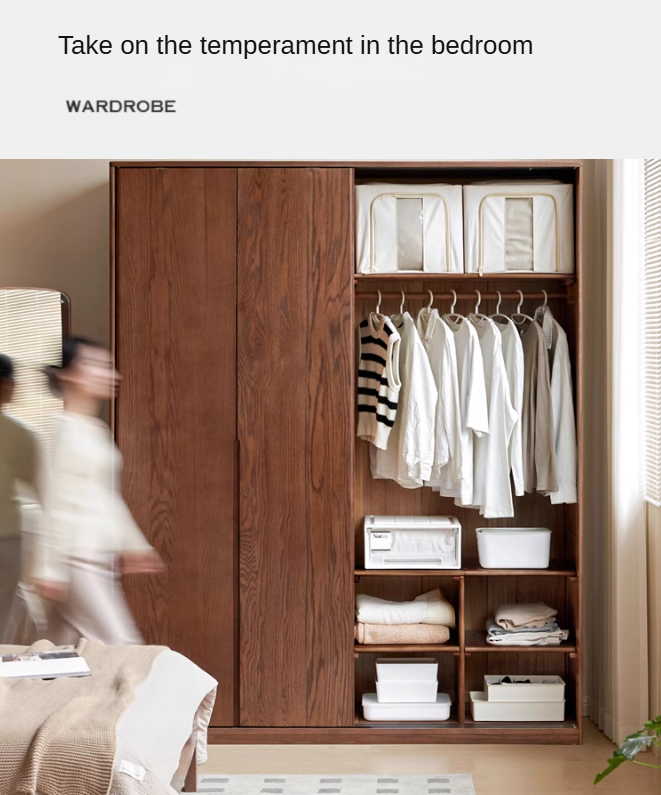 Oak Solid Wood Sliding Door Wardrobe.