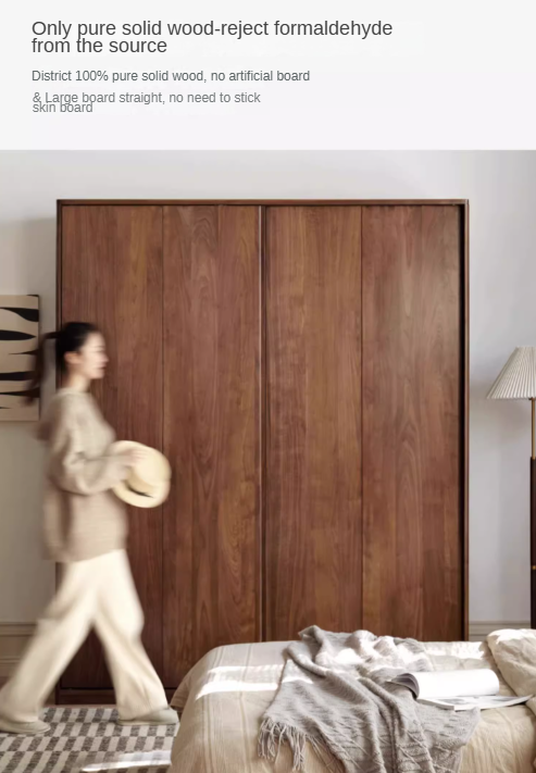 Black Walnut, Sandalwood Sliding Door Wardrobe.