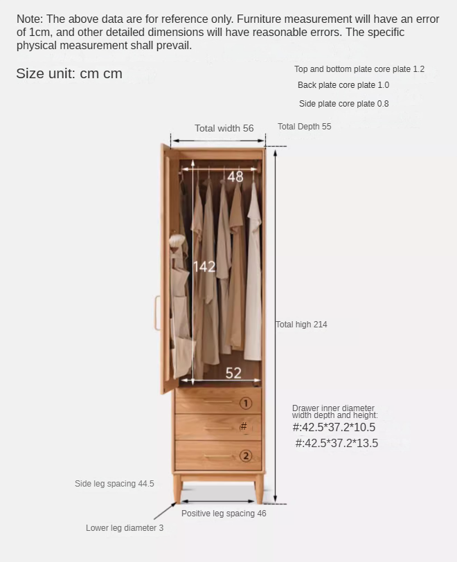 Oak Solid Wood Double Door Wardrobe.