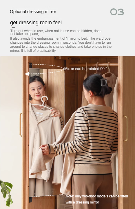 Oak Solid Wood Double Door Wardrobe.