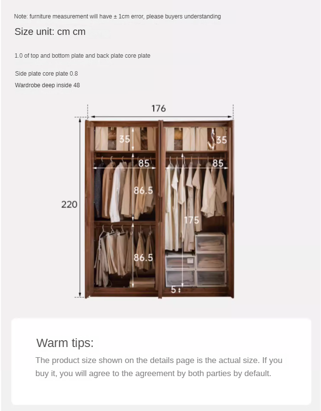 Black Walnut Solid Wood Large Wardrobe.