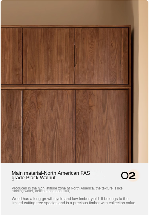 Black Walnut Solid Wood Large Wardrobe.
