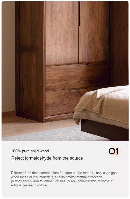 Black Walnut Solid Wood Large Wardrobe.