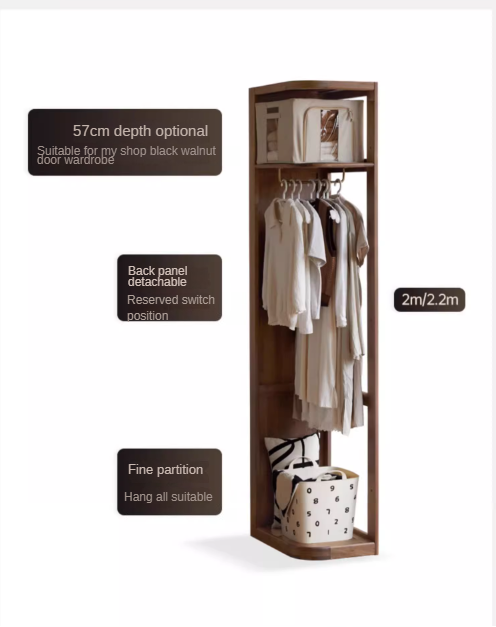 Black Walnut Solid Wood Large Wardrobe.
