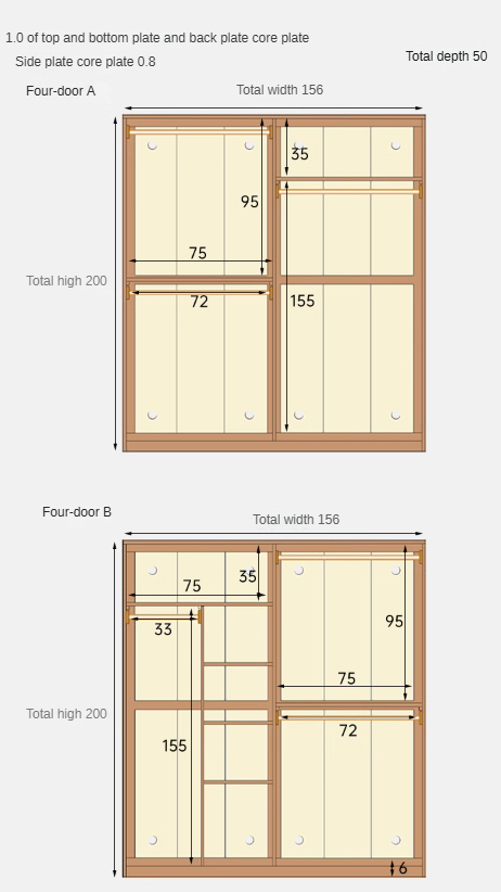 Oak Solid Wood Narrow Wardrobe.