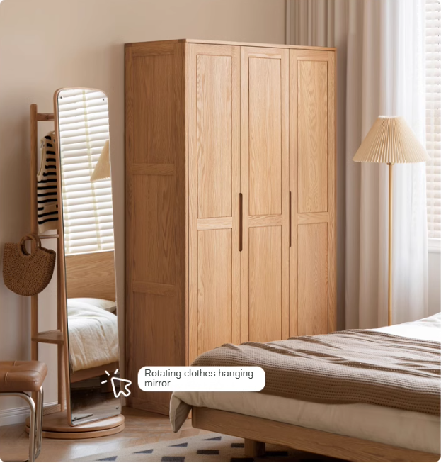 Oak Solid Wood Narrow Wardrobe.
