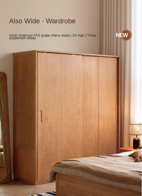 Cherry Wood Sliding Door Wardrobe.
