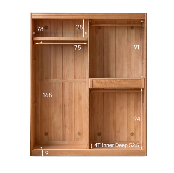 Cherry Wood Retro Wardrobe Sliding Door.
