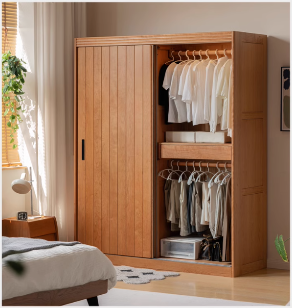 Cherry Wood Retro Wardrobe Sliding Door.