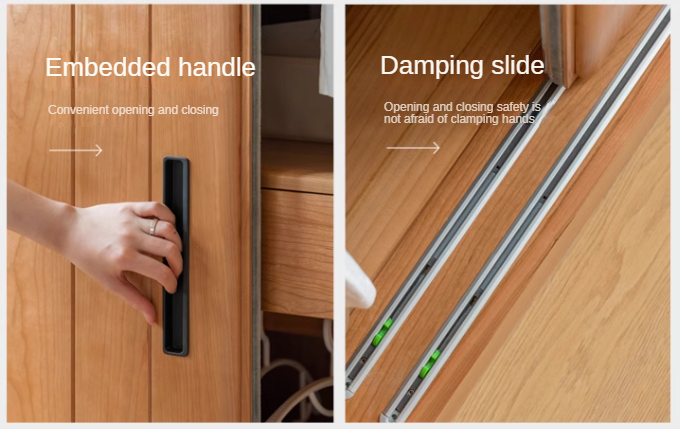 Cherry Wood Retro Wardrobe Sliding Door.