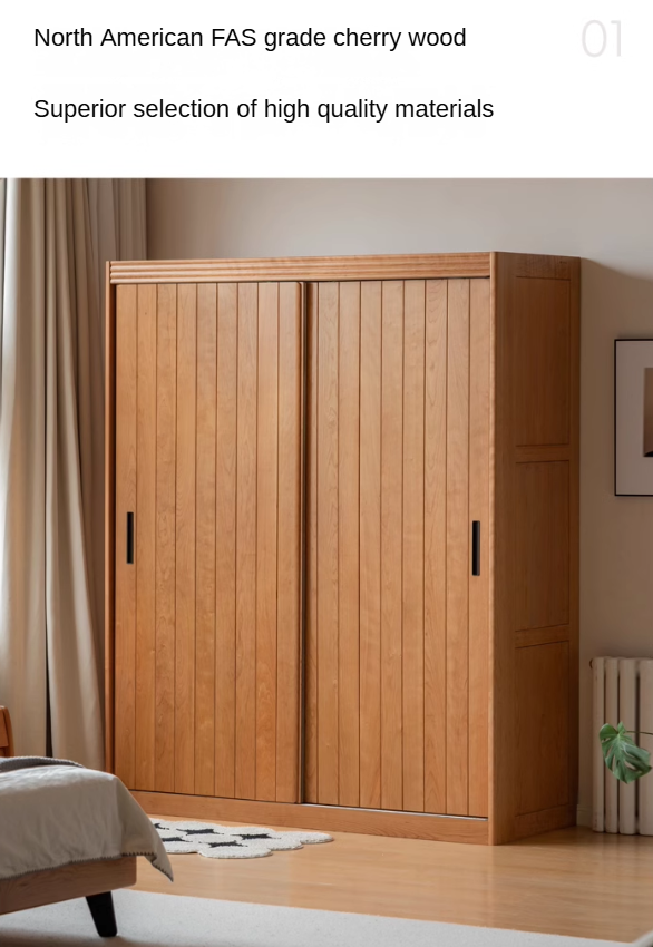 Cherry Wood Retro Wardrobe Sliding Door.