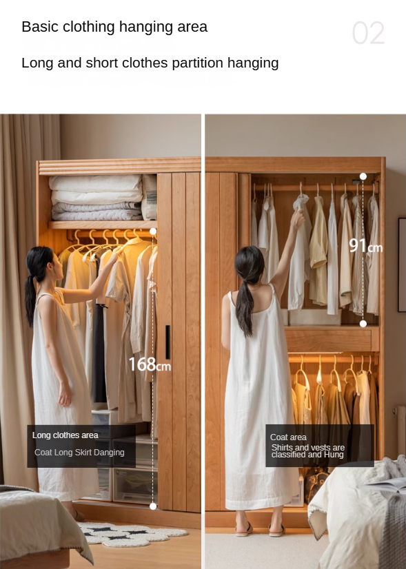 Cherry Wood Retro Wardrobe Sliding Door.
