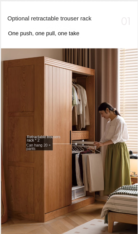 Cherry Wood Retro Wardrobe Sliding Door.