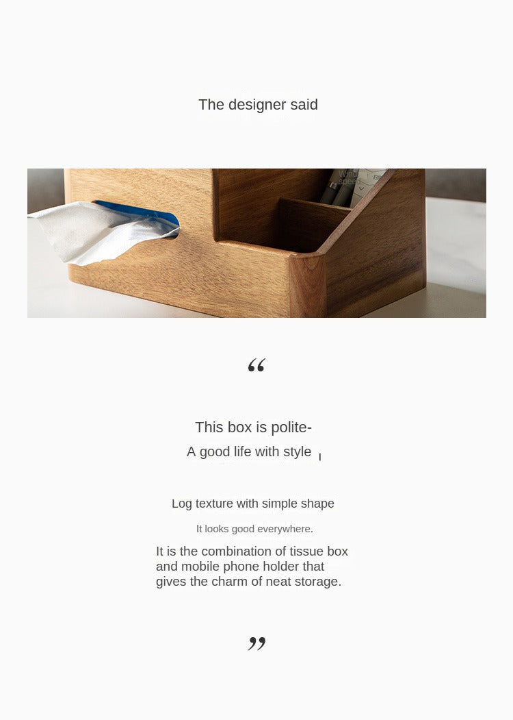 Black Walnut, Acacia Solid Wood Multi-Functional Tissue Box